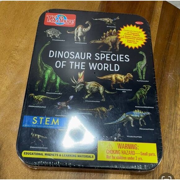 T.S. SHURE Bendon Dinosaur Species Of The World Educational Magnets Tin, STEM - Picture 1 of 2